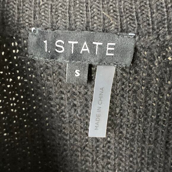 1. STATE Black Open Cold Shoulder Rib Knit Halter Neck Sweater S NWT - Picture 5 of 7